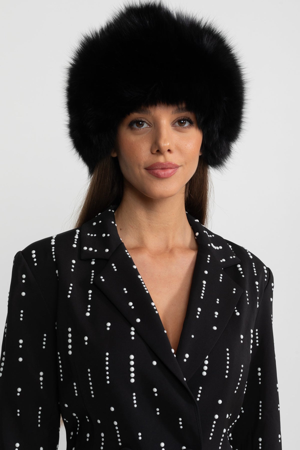 Double-Breasted Tailored Blazer with White Bead Embellishments – Black – view 6