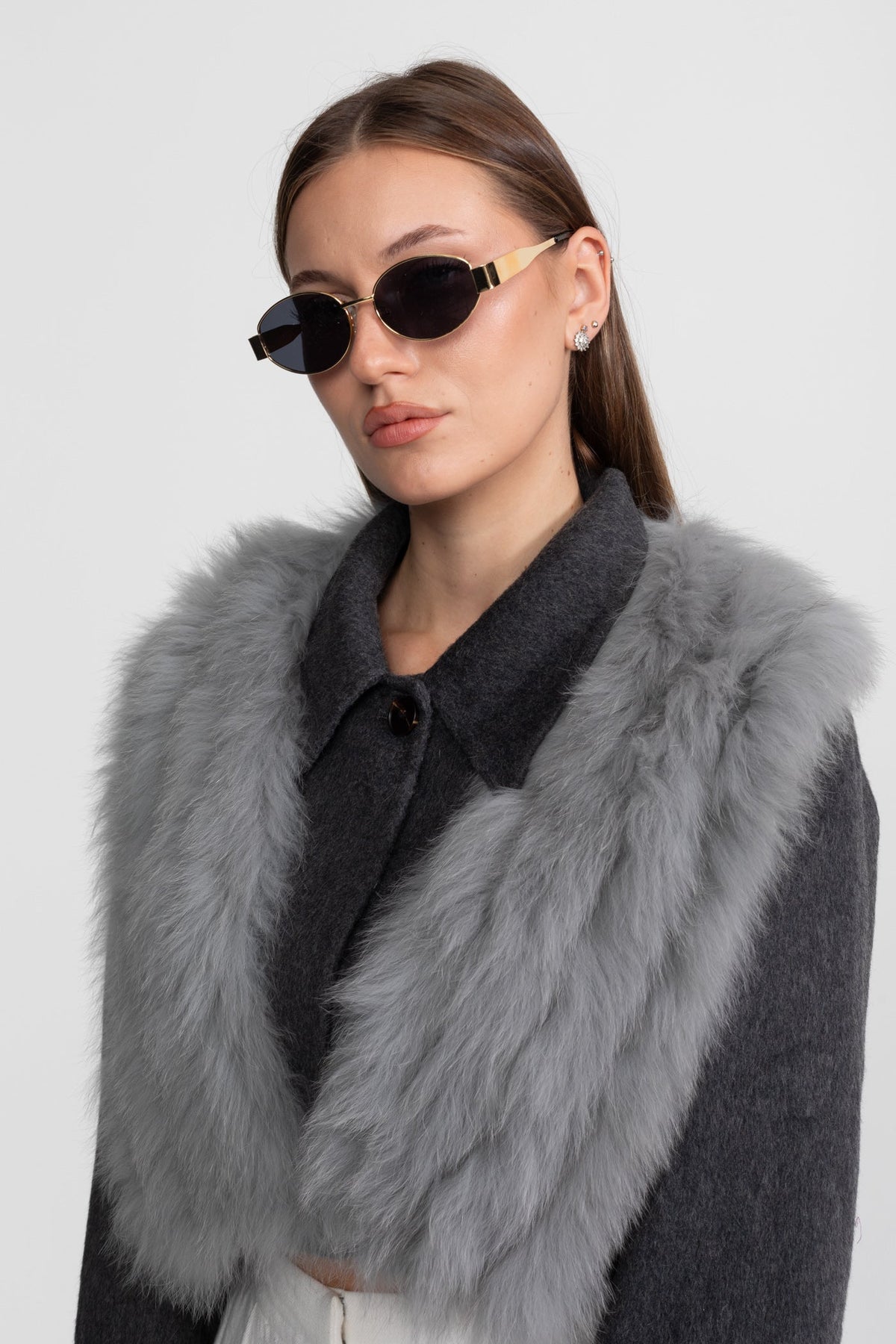 Wool and Cashmere Cropped Jacket – Charcoal Grey – view 4