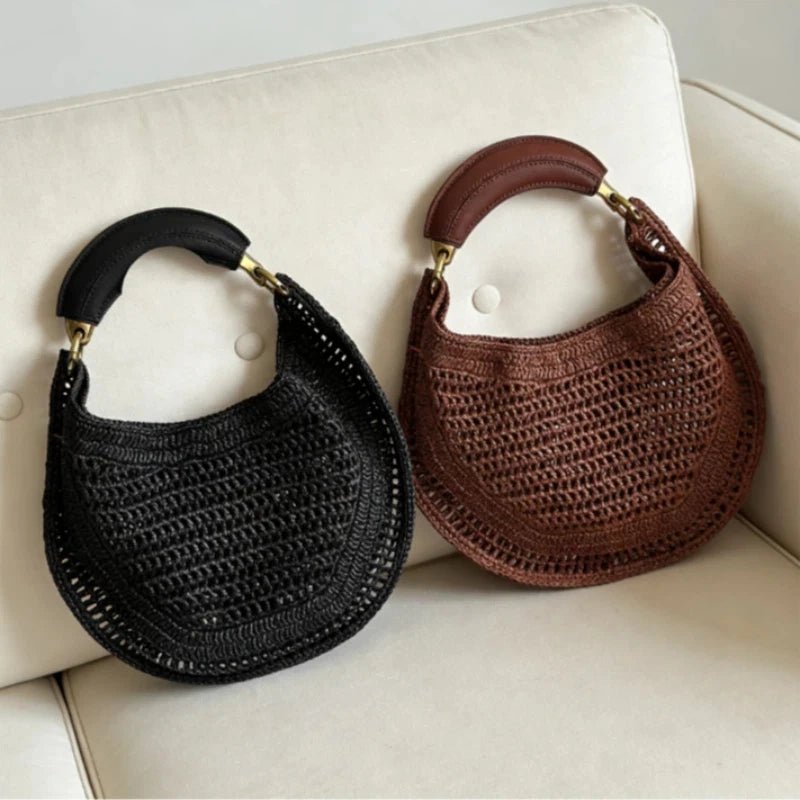 Amanda Crescent Hollow Woven Straw Underarm Bag – view 2