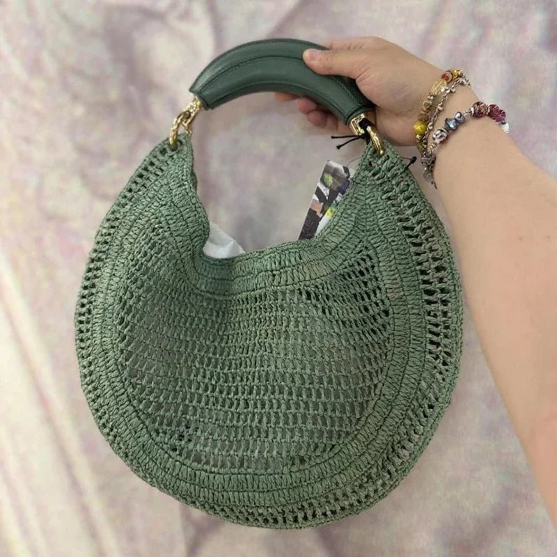 Amanda Crescent Hollow Woven Straw Underarm Bag