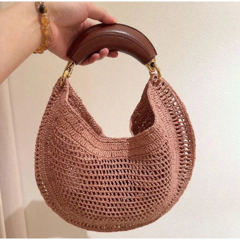 Amanda Crescent Hollow Woven Straw Underarm Bag – view 4