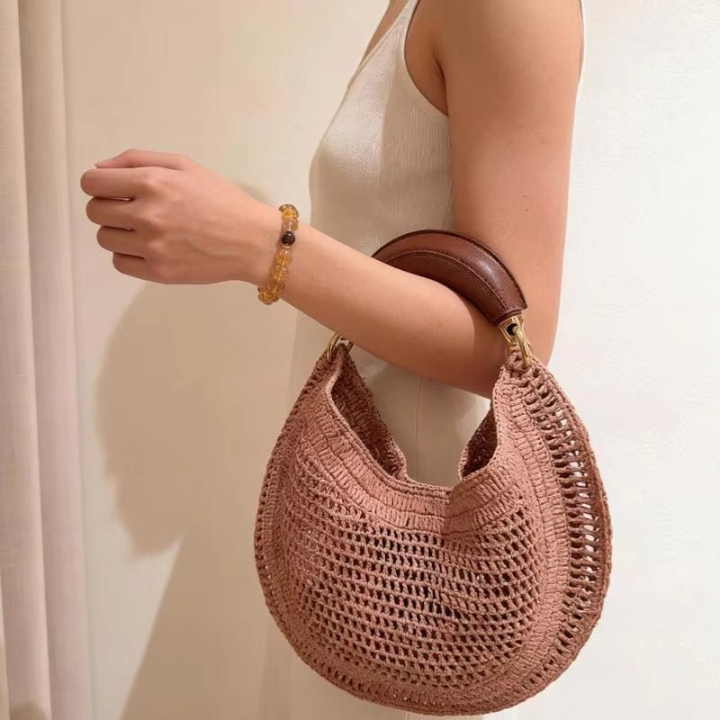 Amanda Crescent Hollow Woven Straw Underarm Bag – view 5