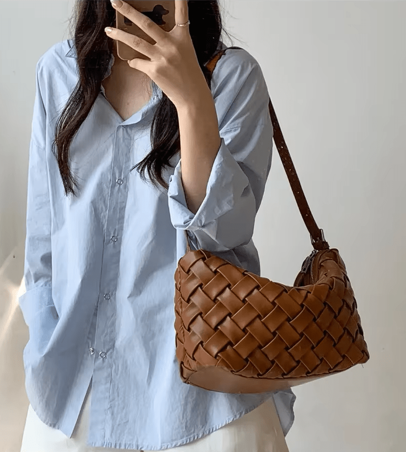 Angela Minimalist Vegan Leather Hobo Shoulder Bag with Zip – view 6