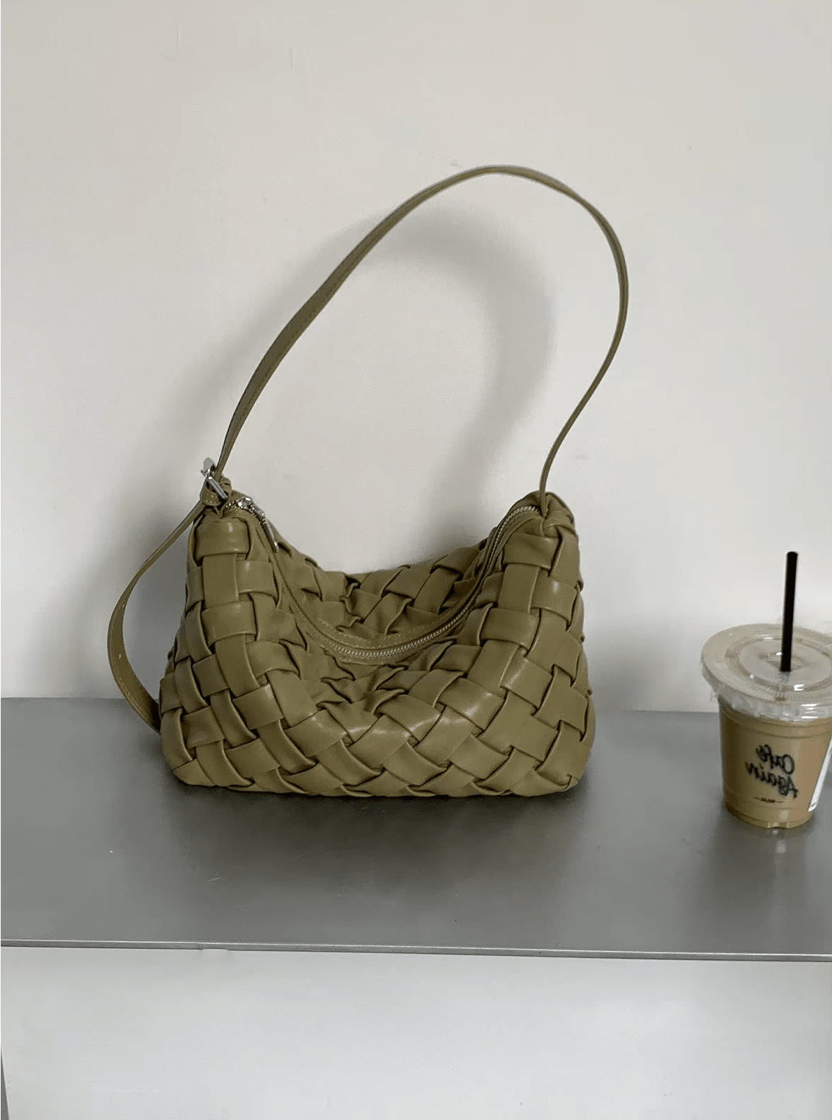 Angela Minimalist Vegan Leather Hobo Shoulder Bag with Zip – view 15
