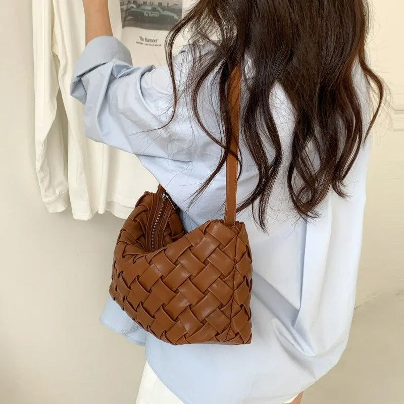 Angela Minimalist Vegan Leather Hobo Shoulder Bag with Zip – view 5