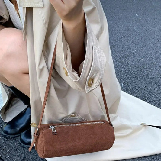 Beatrice Faux Suede Pillow Hobo Shoulder Bag with Zip