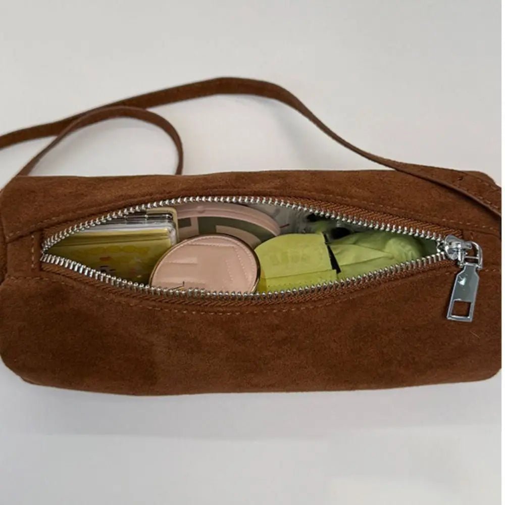 Beatrice Faux Suede Pillow Hobo Shoulder Bag with Zip – view 5