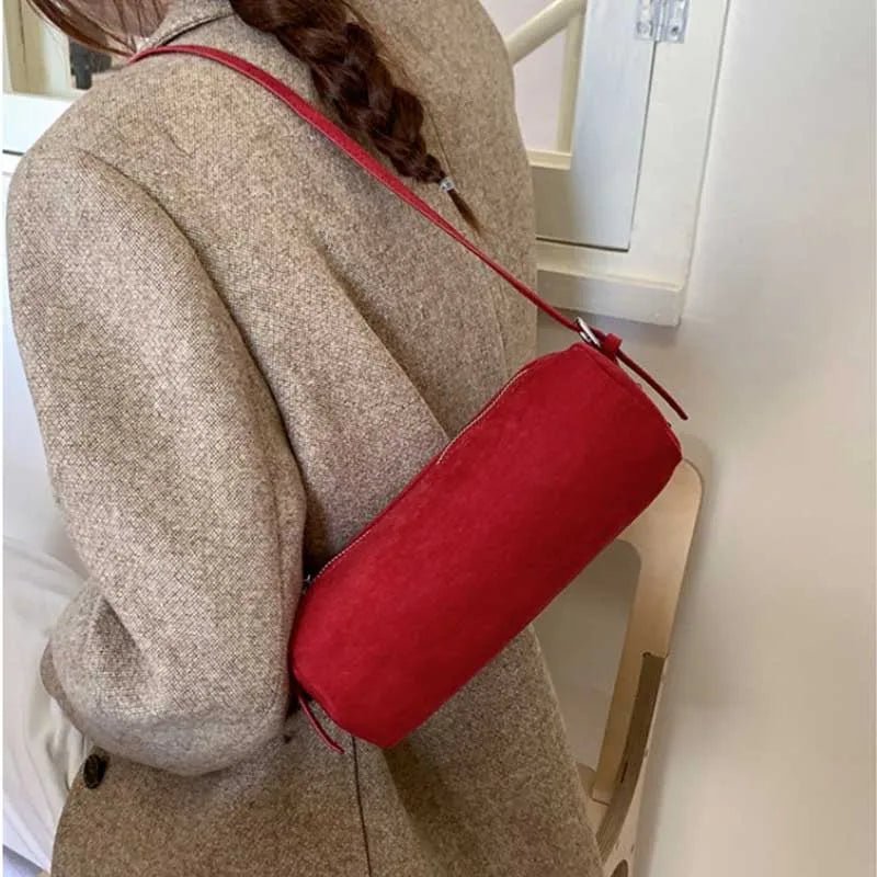 Beatrice Faux Suede Pillow Hobo Shoulder Bag with Zip