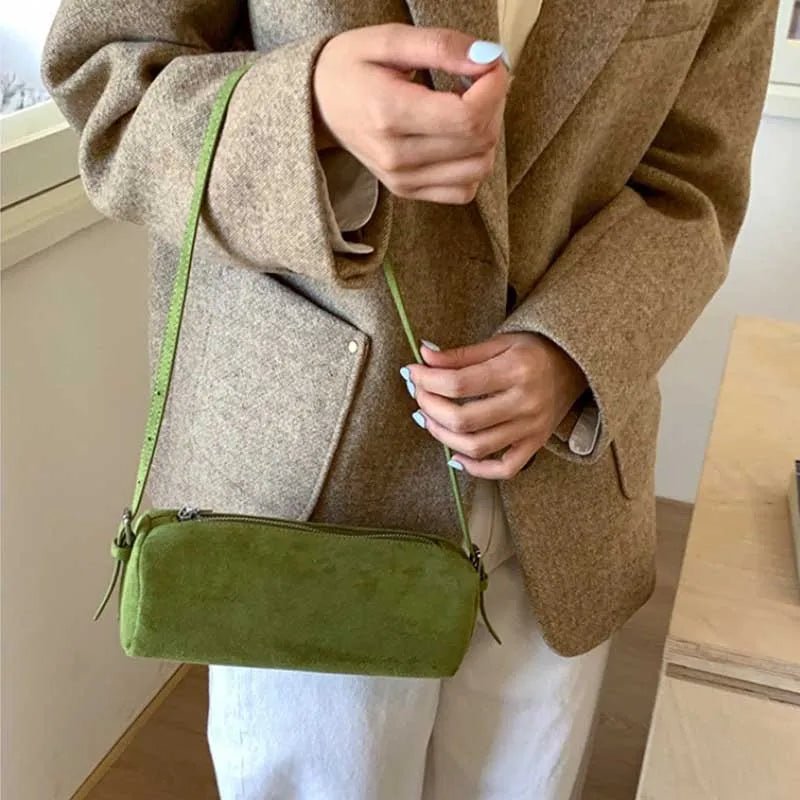 Beatrice Faux Suede Pillow Hobo Shoulder Bag with Zip
