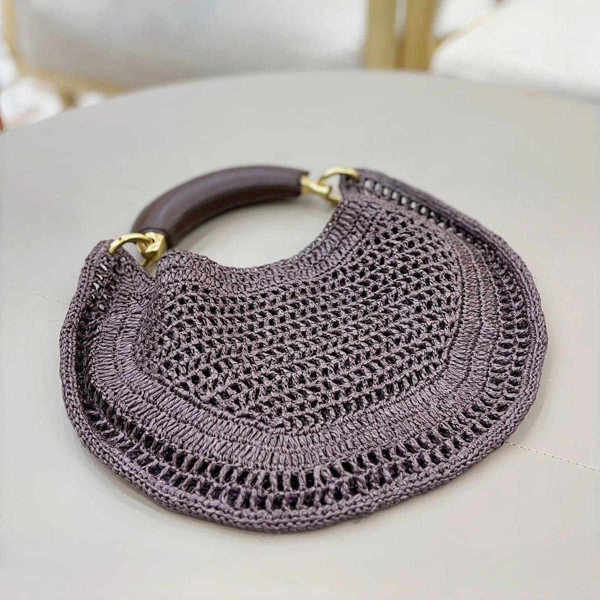 Bianca Crescent Hollow Woven Underarm Bag with Magnetic Closure – view 6