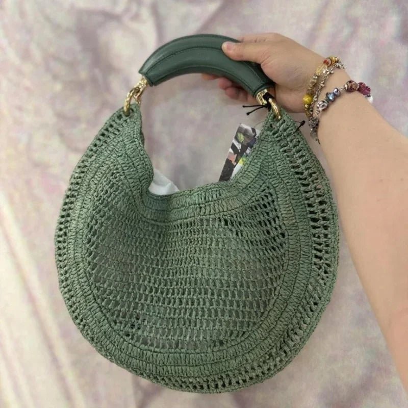 Bianca Crescent Hollow Woven Underarm Bag with Magnetic Closure