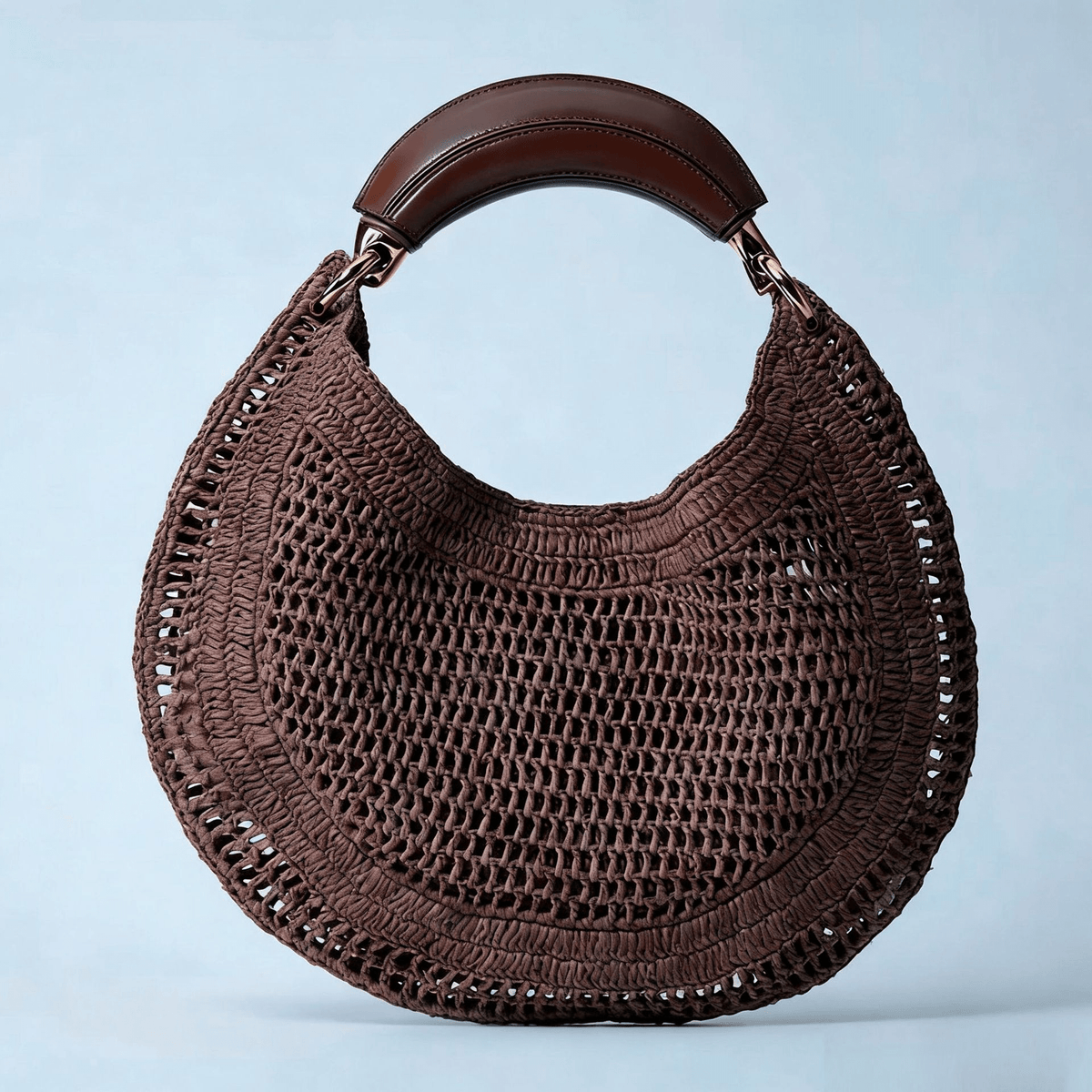 Bianca Crescent Hollow Woven Underarm Bag with Magnetic Closure