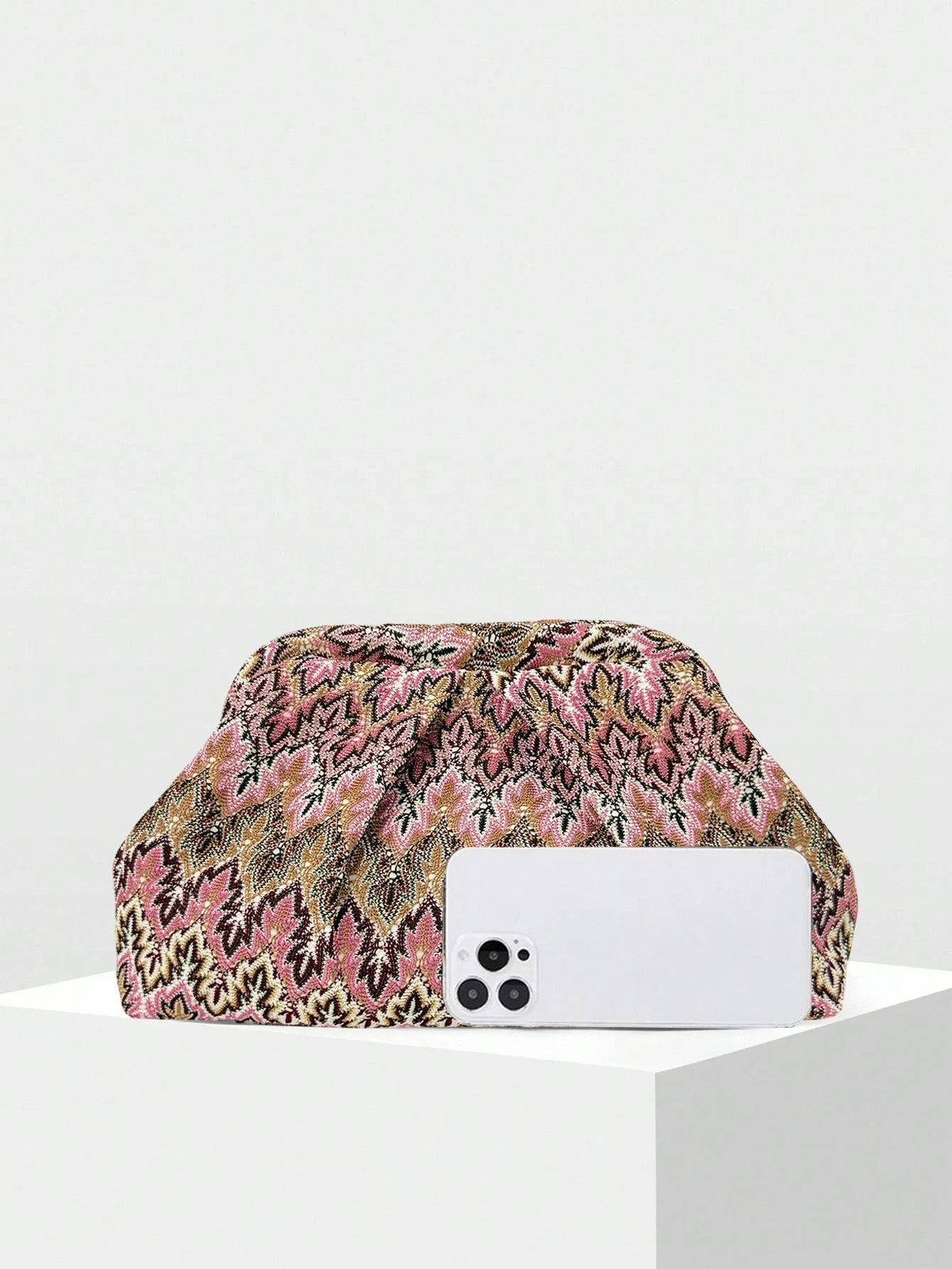 Bianca Jacquard Pleated Cloud-Shaped Clutch Bag – view 6