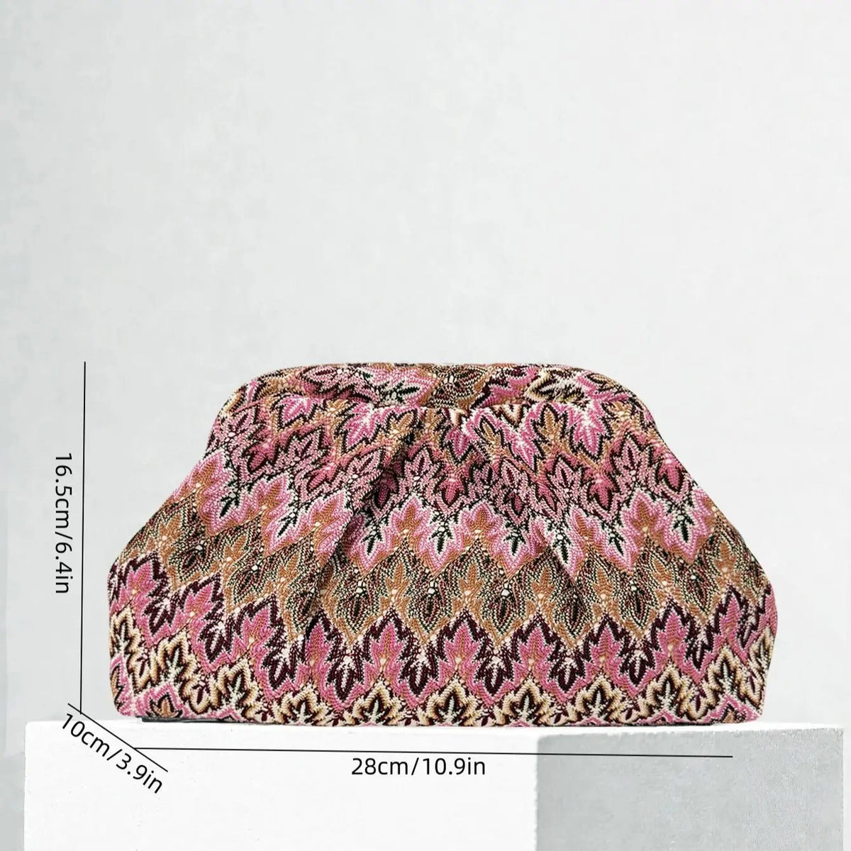 Bianca Jacquard Pleated Cloud-Shaped Clutch Bag – view 4