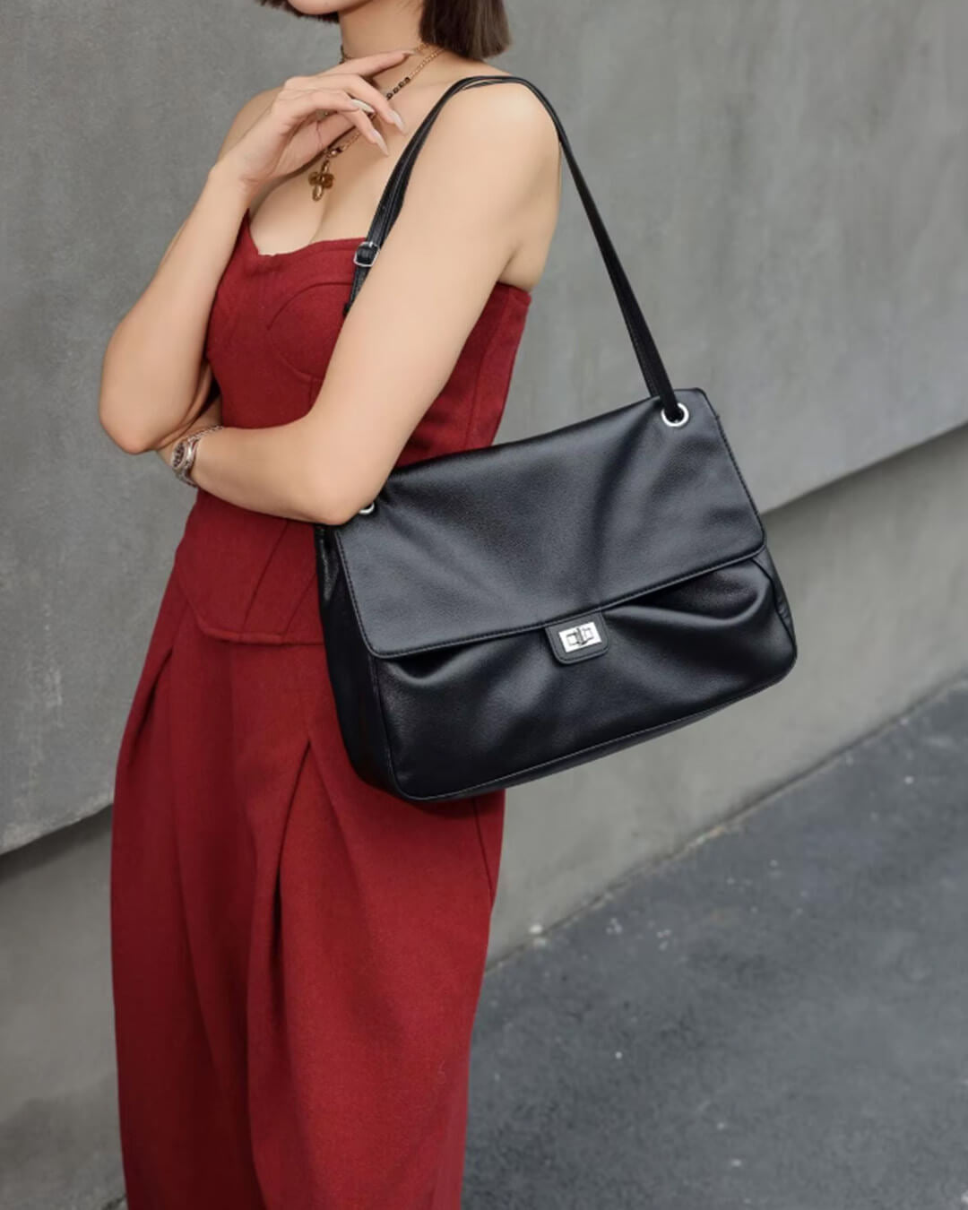 Carla Maxi Flap Vegan Leather Underarm Shoulder Bag – view 6