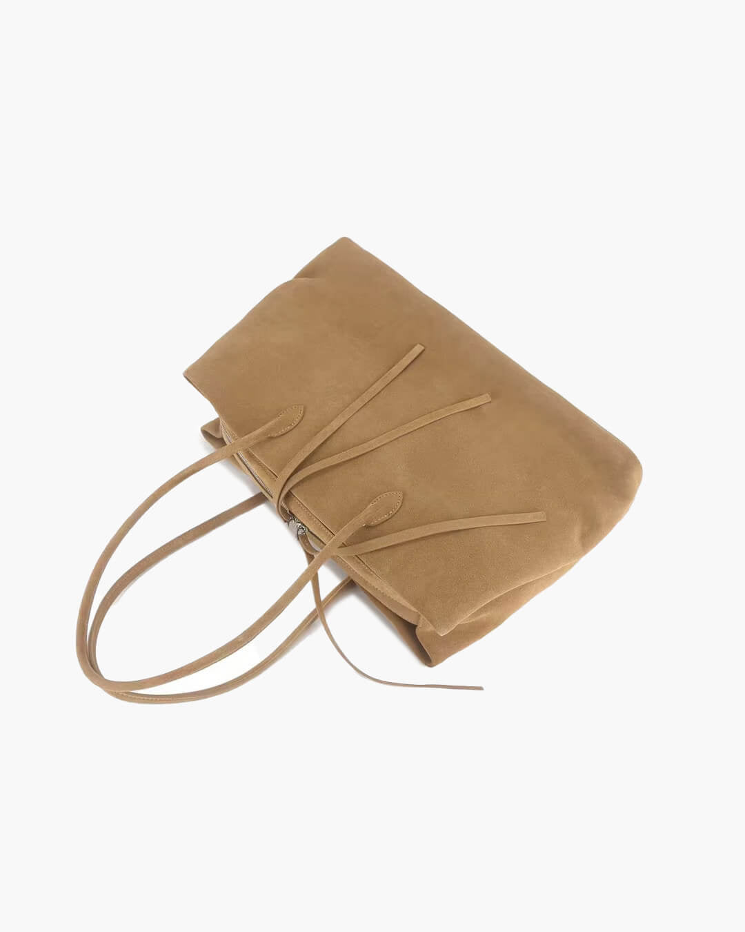 Carly Frosted Faux Suede Tote Bag with Tassel Zip – view 7