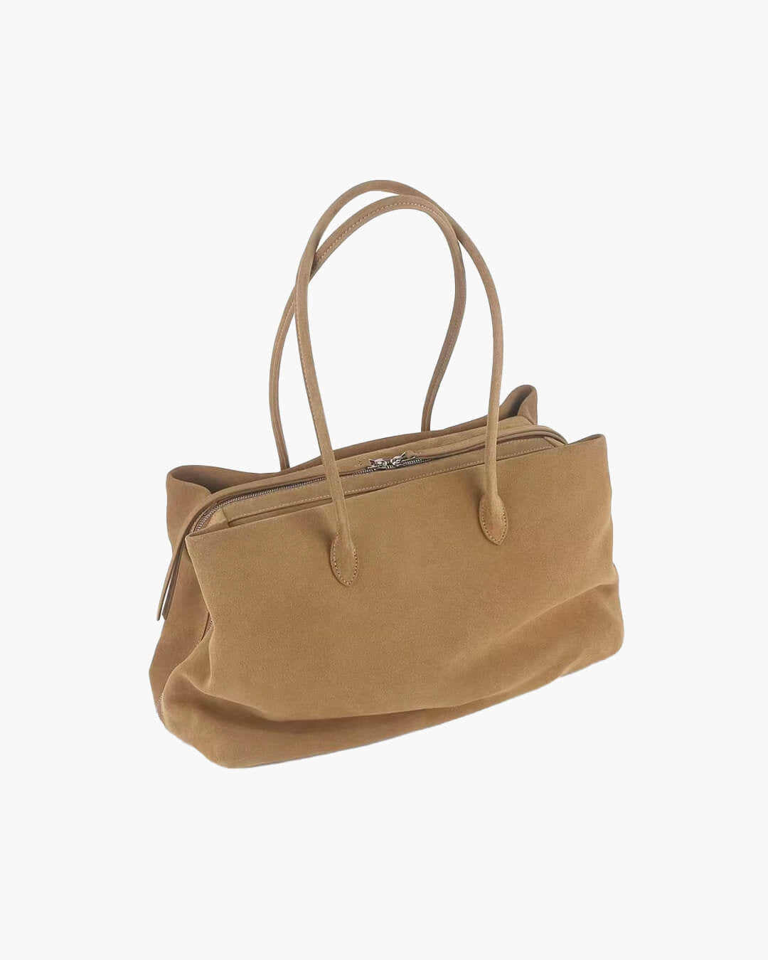 Carly Frosted Faux Suede Tote Bag with Tassel Zip
