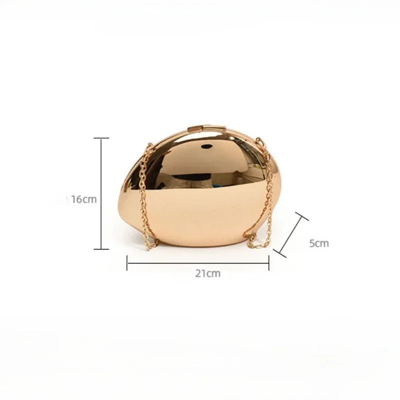 Celeste Shell-Shaped Metallic Acrylic Evening Clutch with Chain – view 4