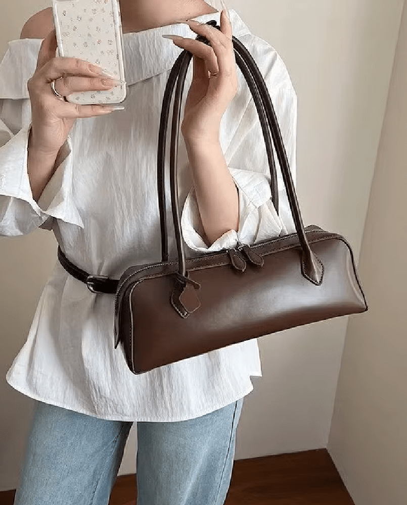 Ella Vintage-Inspired Vegan Leather Baguette Shoulder Bag – view 6