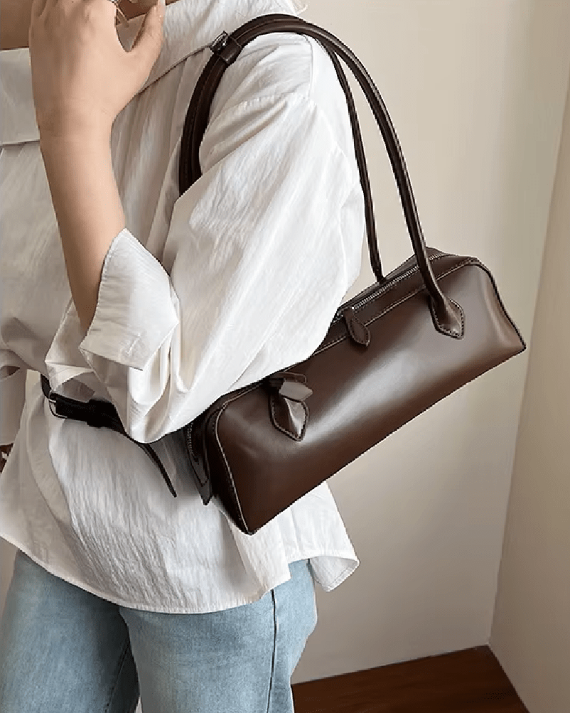 Ella Vintage-Inspired Vegan Leather Baguette Shoulder Bag – view 5