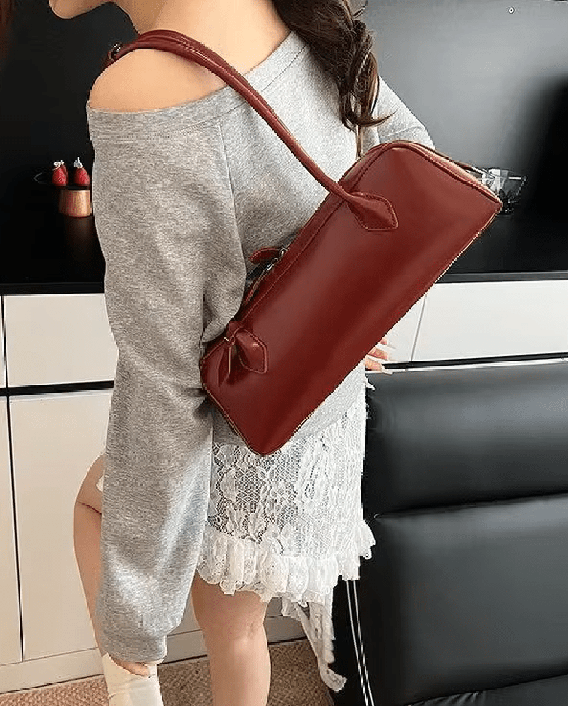 Ella Vintage-Inspired Vegan Leather Baguette Shoulder Bag – view 7