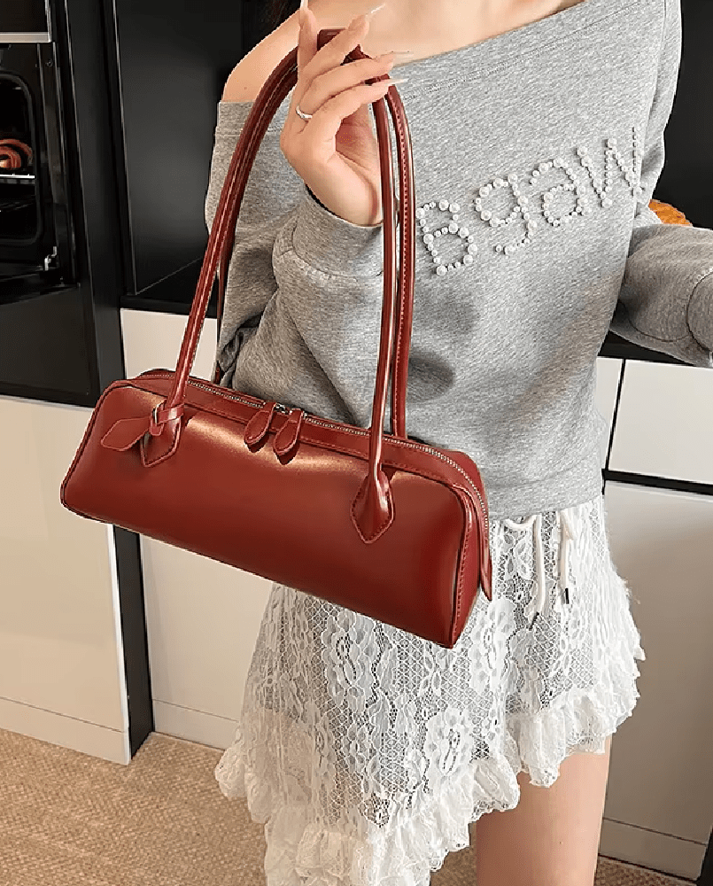 Ella Vintage-Inspired Vegan Leather Baguette Shoulder Bag – view 8