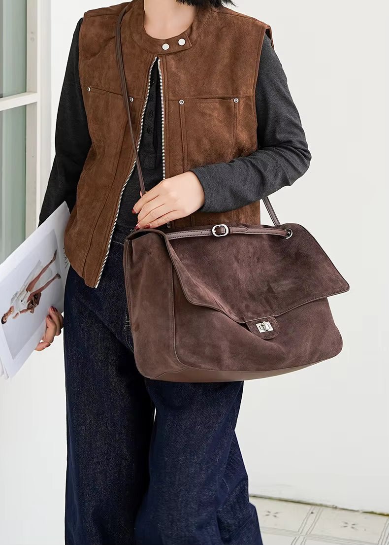 Esther Frosted Vegan Leather Retro Top Handle Tote Bag