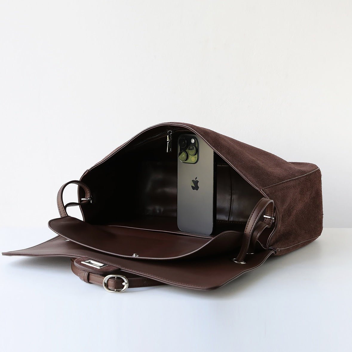 Esther Frosted Vegan Leather Retro Top Handle Tote Bag – view 3