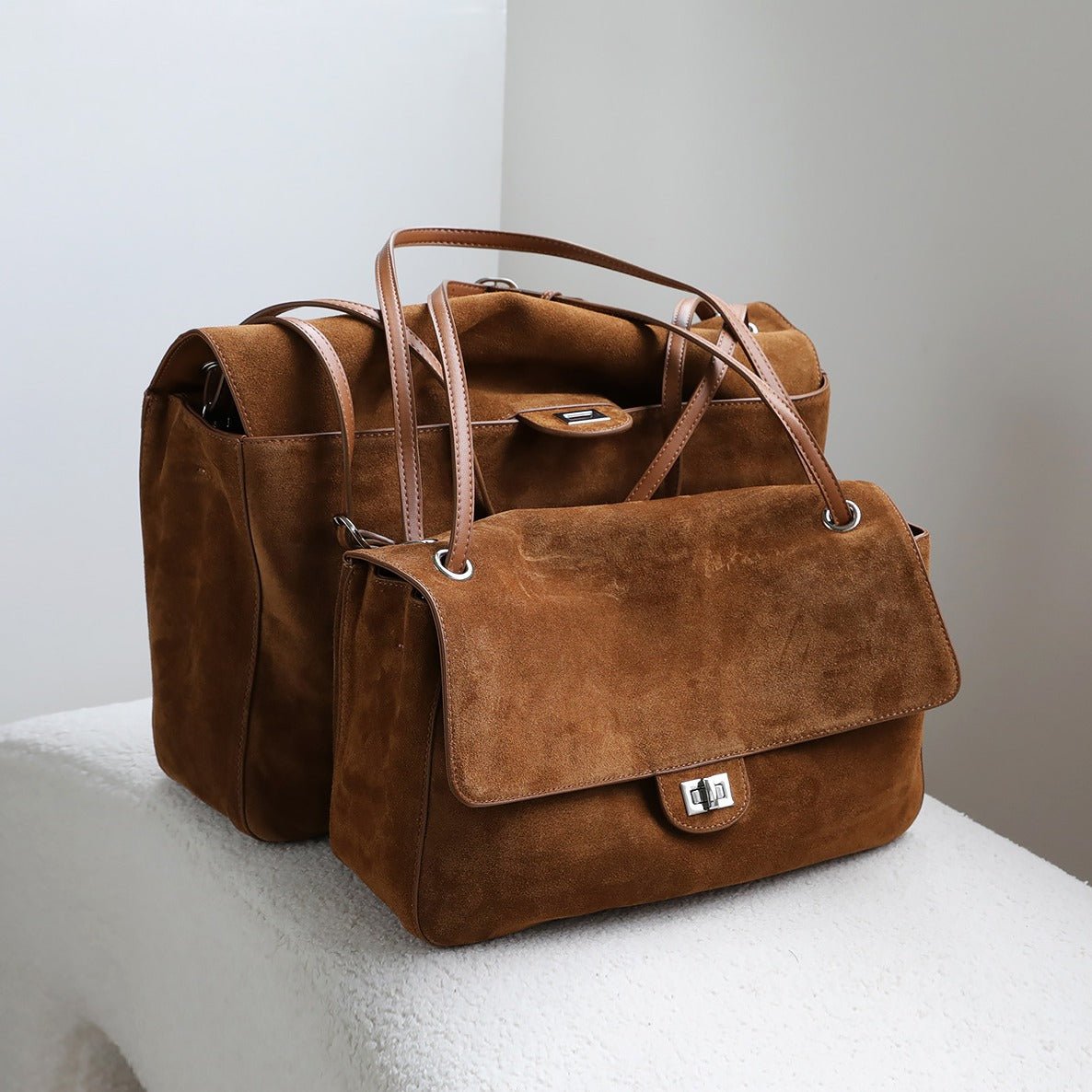 Esther Frosted Vegan Leather Retro Top Handle Tote Bag