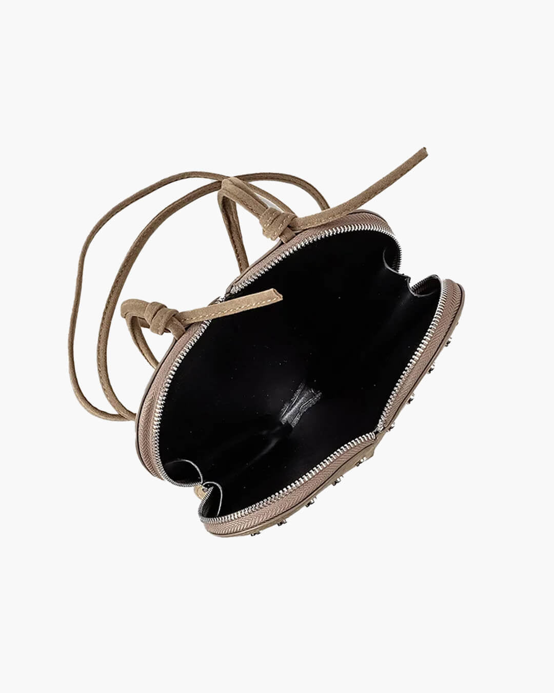 Jane Heart-Shaped Faux Suede Crossbody Bag with Rivet Detail – view 11