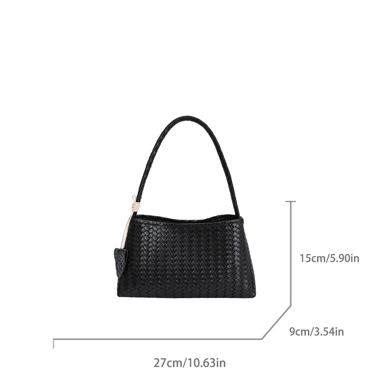 Jasmin Glossy Woven Vegan Leather Shoulder Bag with Magnetic Clasp – view 18