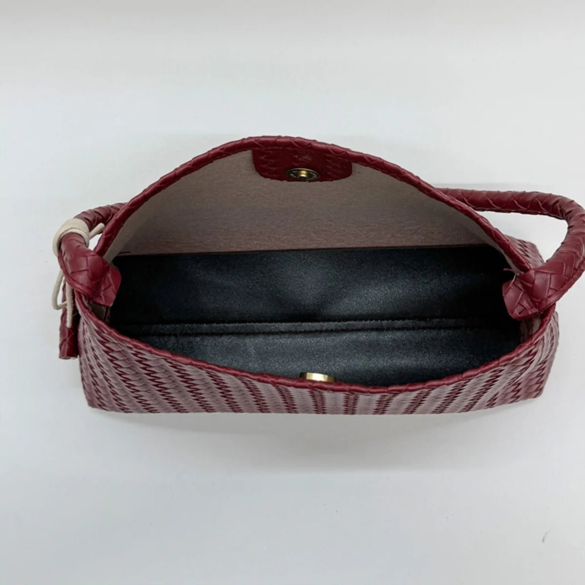 Jasmin Glossy Woven Vegan Leather Shoulder Bag with Magnetic Clasp – view 9