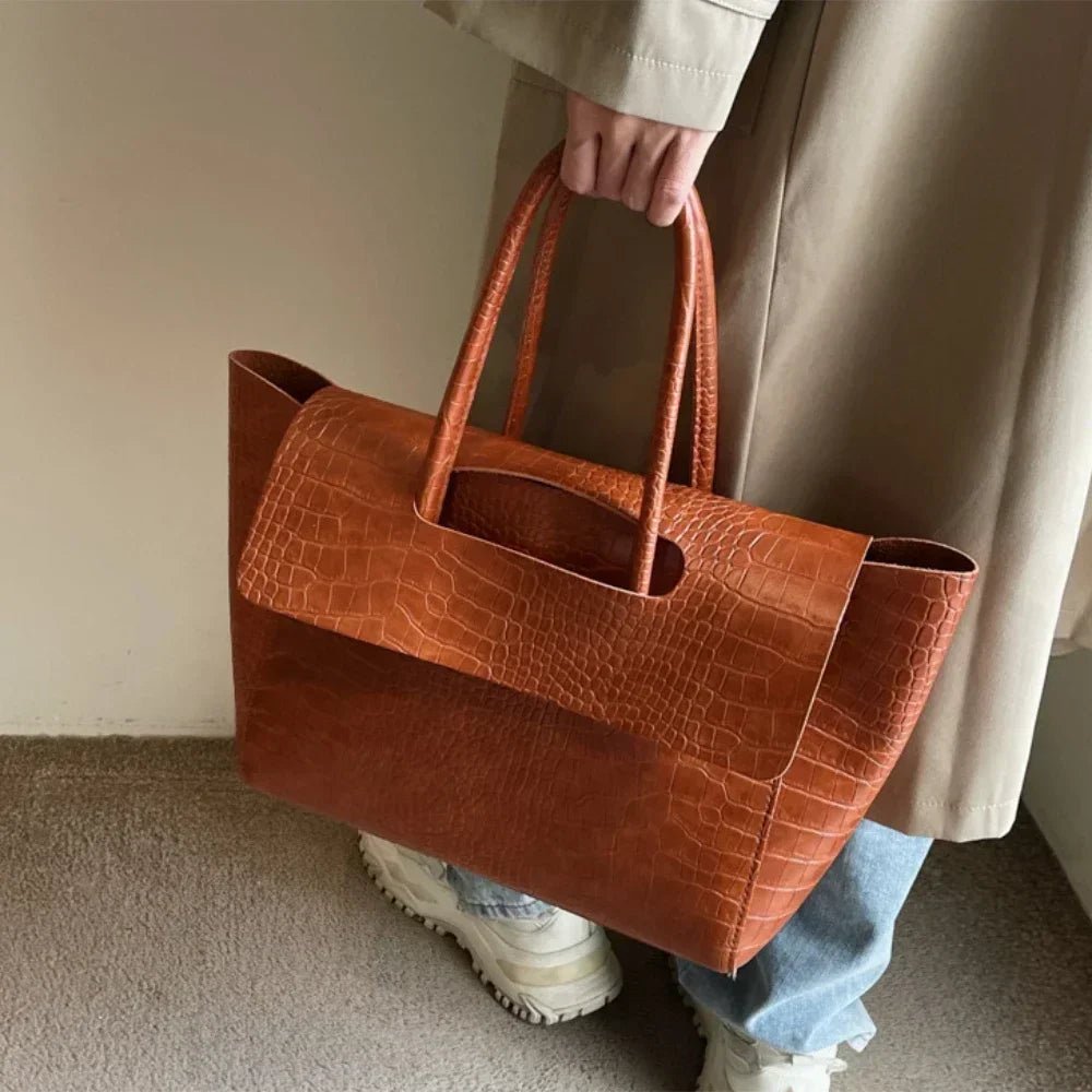 Jessica Croc-Embossed Vegan Leather Structured Tote Bag