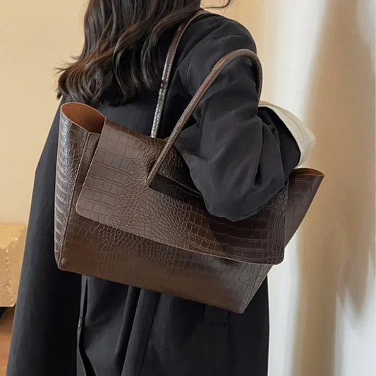 Jessica Croc-Embossed Vegan Leather Structured Tote Bag