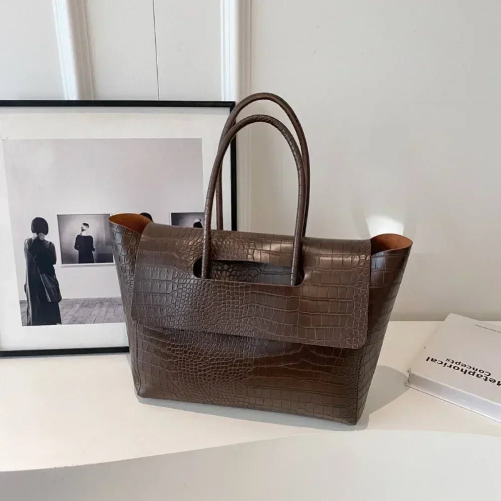 Jessica Croc-Embossed Vegan Leather Structured Tote Bag – view 2