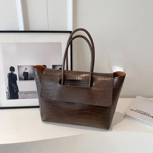 Jessica Croc-Embossed Vegan Leather Structured Tote Bag