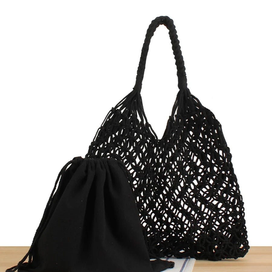 Margot Woven Cotton Rope Bucket Beach Tote Bag