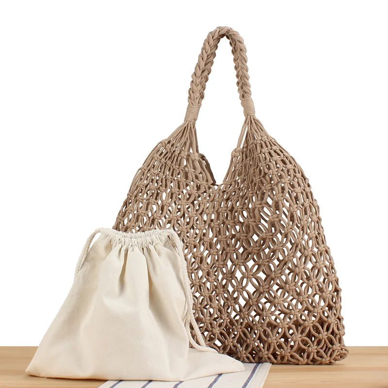 Margot Woven Cotton Rope Bucket Beach Tote Bag