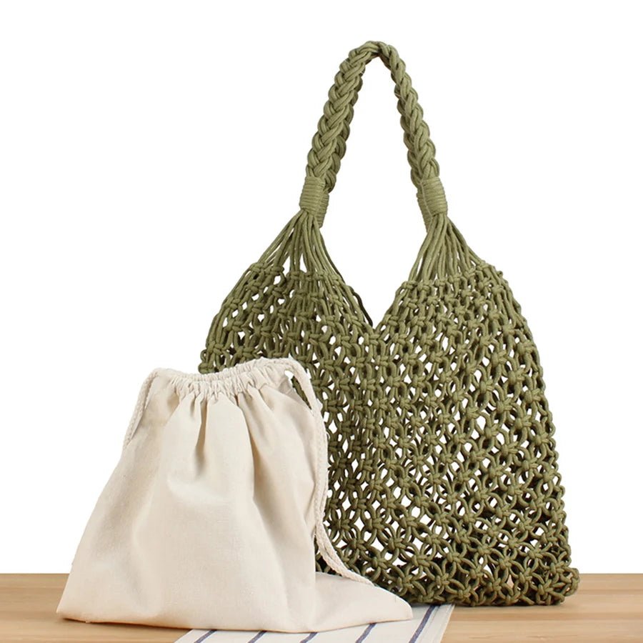 Margot Woven Cotton Rope Bucket Beach Tote Bag
