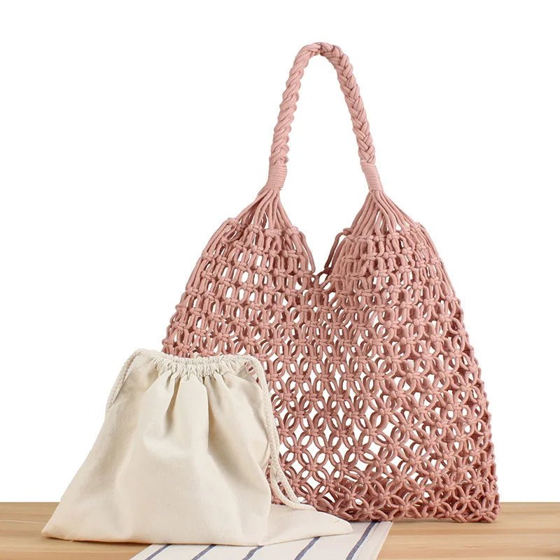Margot Woven Cotton Rope Bucket Beach Tote Bag
