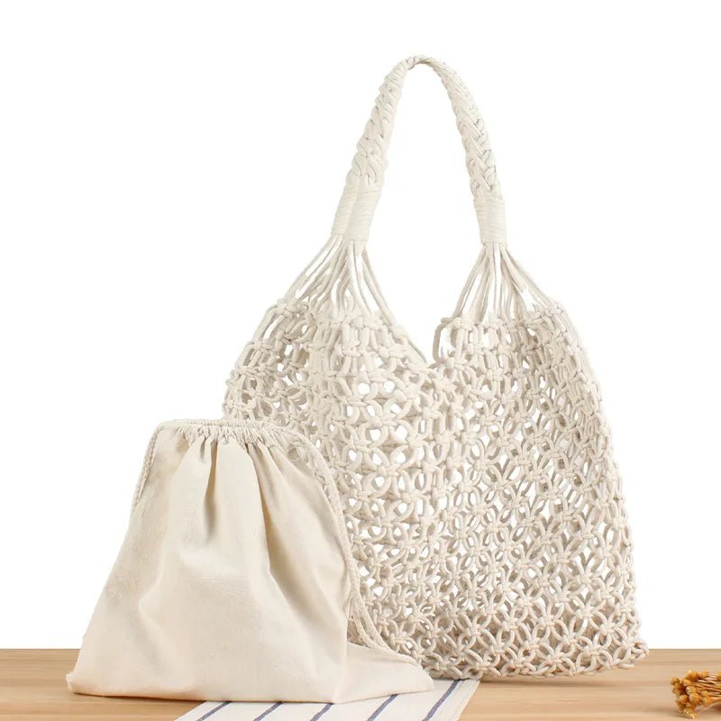 Margot Woven Cotton Rope Bucket Beach Tote Bag
