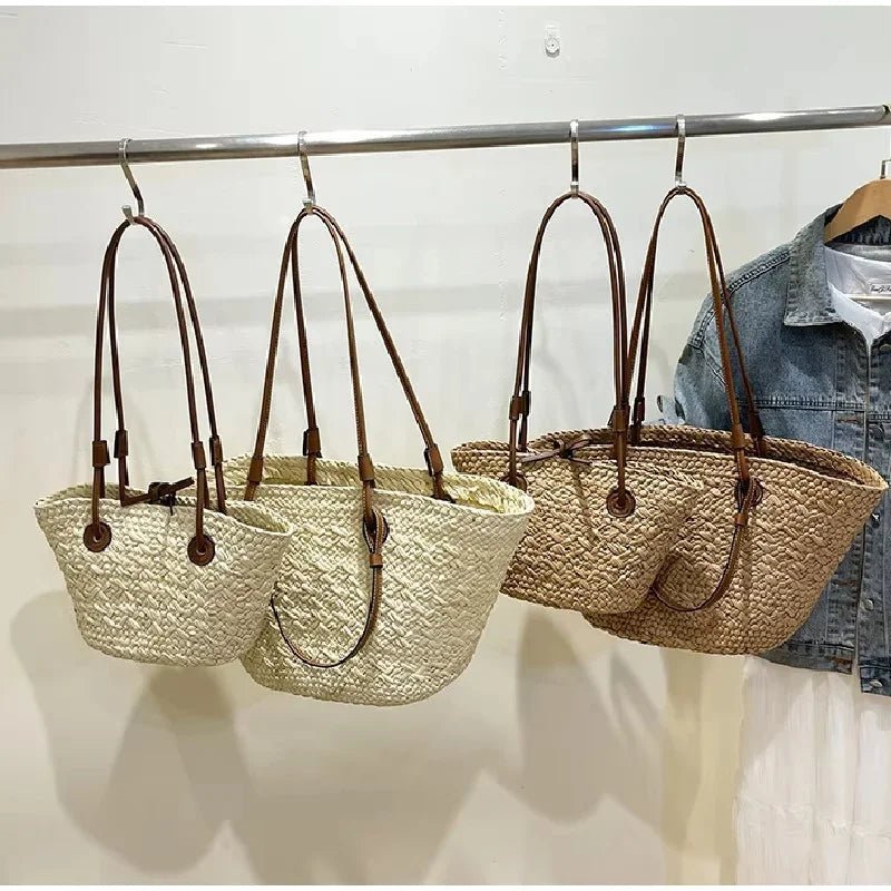 Margot Woven Straw Summer Tote Bag with Tassel Detail – view 14