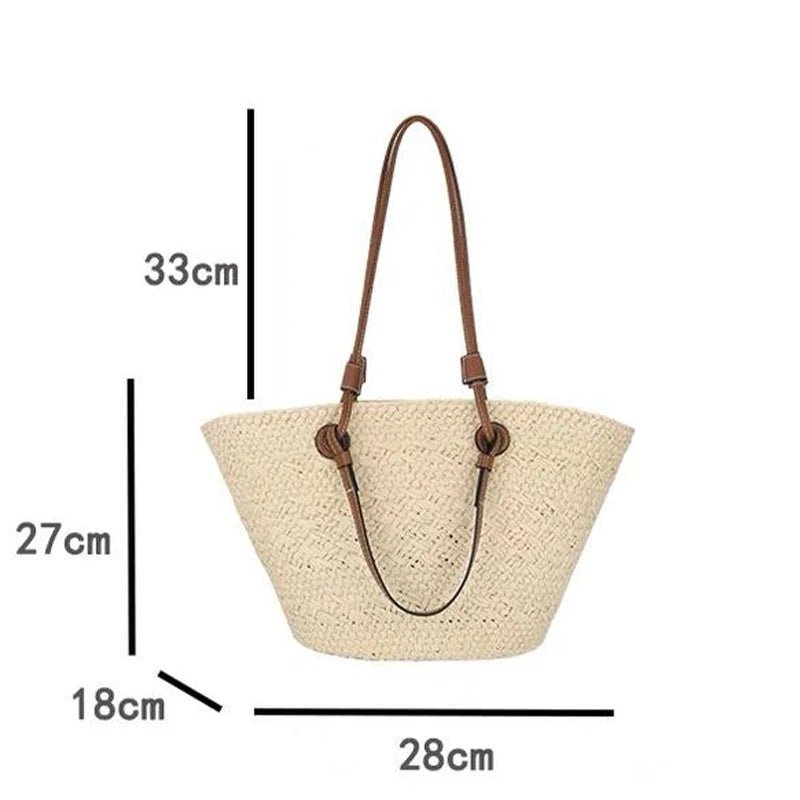 Margot Woven Straw Summer Tote Bag with Tassel Detail – view 15