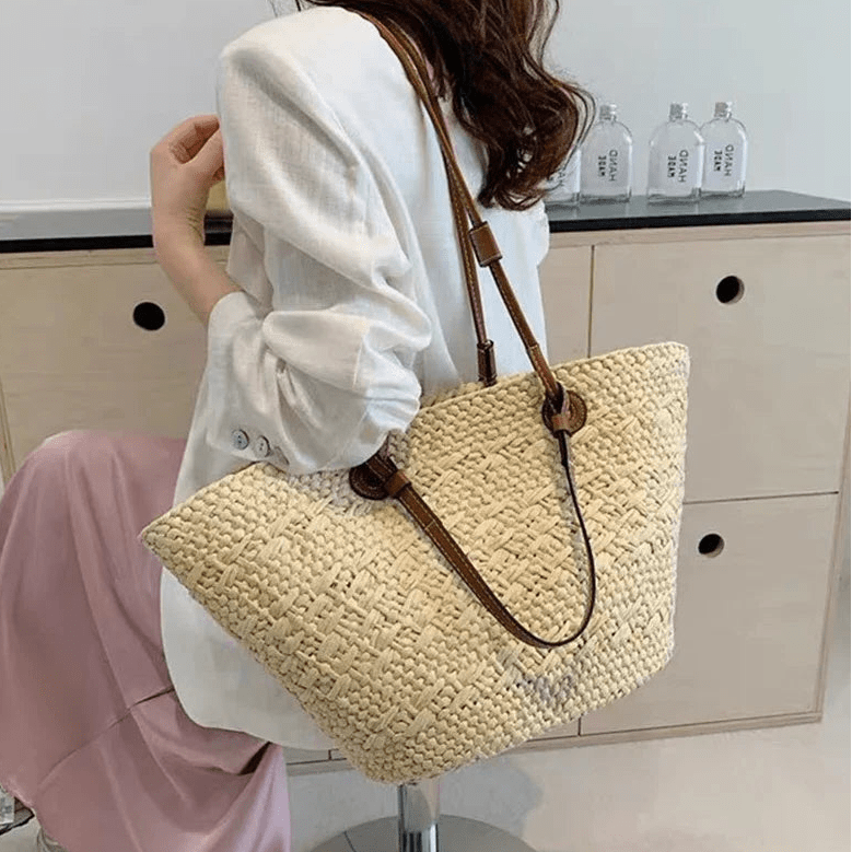 Margot Woven Straw Summer Tote Bag with Tassel Detail – view 3
