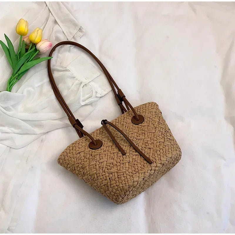 Margot Woven Straw Summer Tote Bag with Tassel Detail – view 10