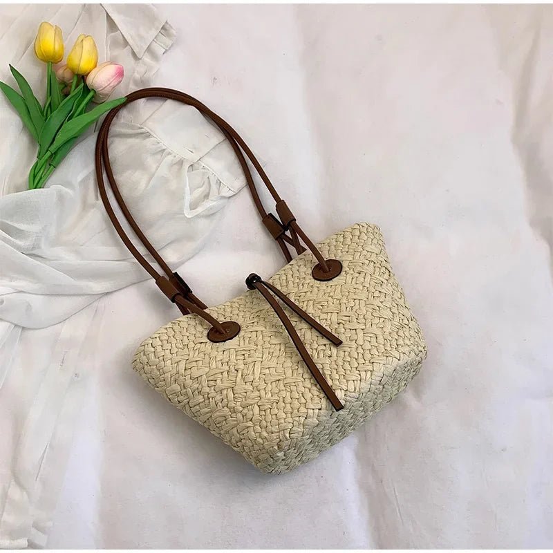 Margot Woven Straw Summer Tote Bag with Tassel Detail – view 12