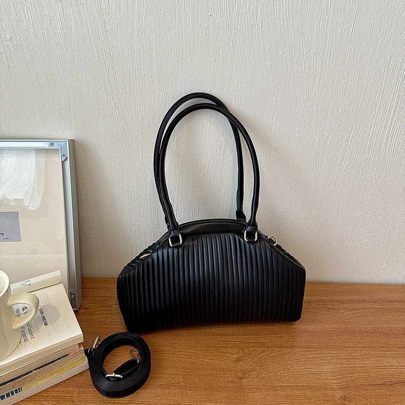 Mariana Pleated Nylon Shoulder Tote Bag with Zip Closure – view 9