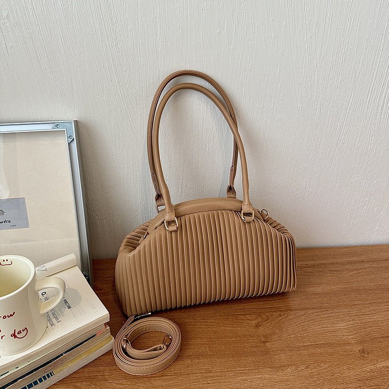 Mariana Pleated Nylon Shoulder Tote Bag with Zip Closure – view 8