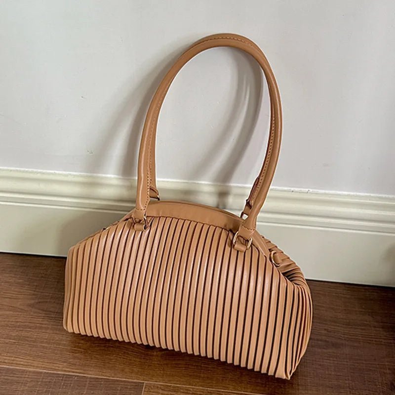 Mariana Pleated Nylon Shoulder Tote Bag with Zip Closure – view 6