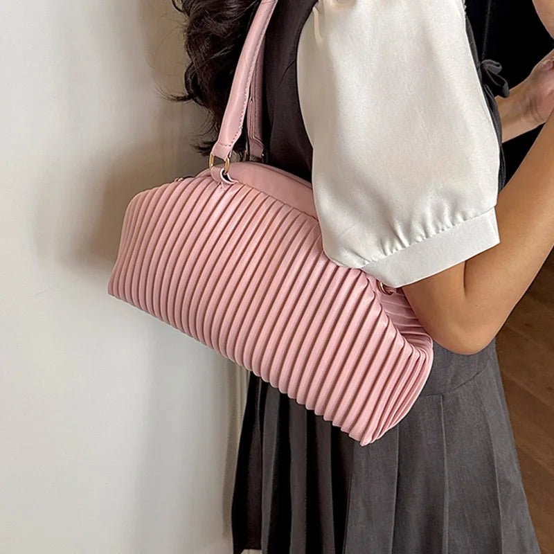 Mariana Pleated Nylon Shoulder Tote Bag with Zip Closure – view 4